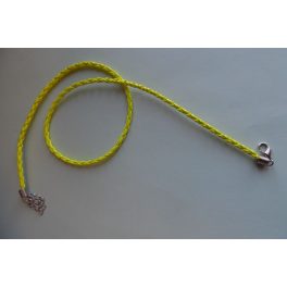   Fonott bőr nyaklánc szerelékkel, CITROMSÁRGA 3 mm*42 (50) cm