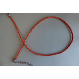   Fonott bőr nyaklánc szerelékkel, NARANCSSÁRGA 3 mm*42 (50) cm