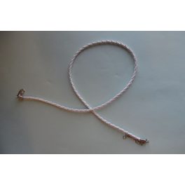 Fonott bőr nyaklánc szerelékkel, FEHÉR 3 mm*42 (50) cm