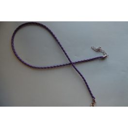 Fonott bőr nyaklánc szerelékkel, LILA 3 mm*42 (50) cm