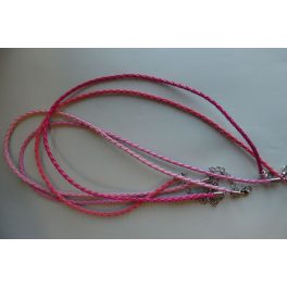   Fonott bőr nyaklánc szerelékkel, RÓZSASZÍN TÖBBFÉLE 3 mm*42 (50) cm