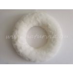 szőrmés / műszőrmével bevont hungarocell félkoszorú alap, koszorúalap (25 cm) FEHÉR