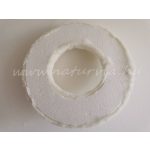 szőrmés / műszőrmével bevont hungarocell félkoszorú alap, koszorúalap (25 cm) FEHÉR