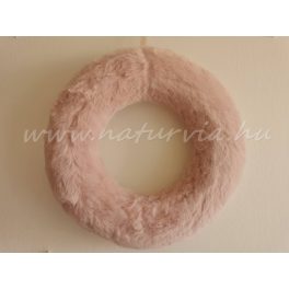   szőrmés / műszőrmével bevont hungarocell félkoszorú alap, koszorúalap (30 cm) RÓZSASZÍN