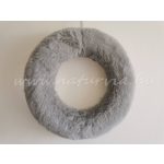 szőrmés / műszőrmével bevont hungarocell félkoszorú alap, koszorúalap (30 cm) SZÜRKE