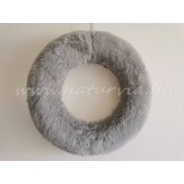   szőrmés / műszőrmével bevont hungarocell félkoszorú alap, koszorúalap (30 cm) SZÜRKE