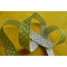   Szalag, kétoldalas, pettyes / pöttyös 20 mm (méterre), ZÖLD