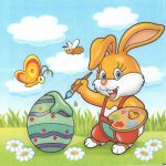 szalvéta HÚSVÉT 14 - NYUSZI 04 (nyúl) ZÖLD tojással