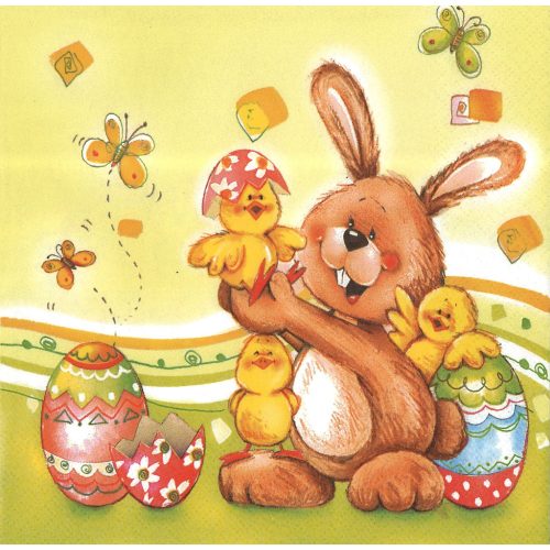 szalvéta HÚSVÉT 19 - NYUSZI 07 (nyúl) csibével