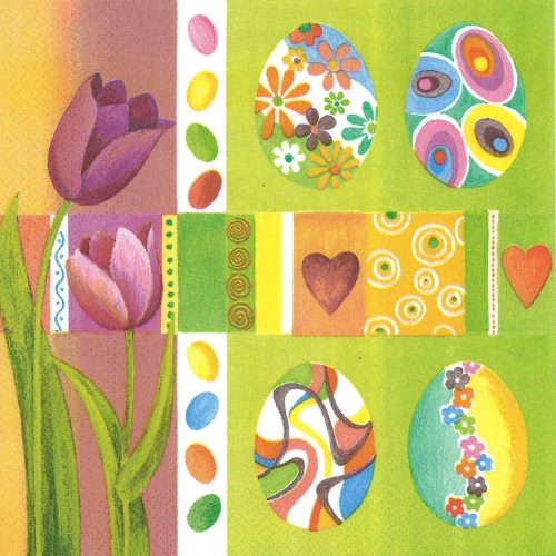 szalvéta HÚSVÉT 21 - tojások és tulipánok