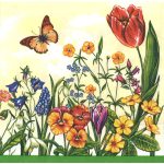 szalvéta VIRÁG, MEZEI VIRÁGOK / VADVIRÁGOK 06. + tulipán, nárcisz és árvácska