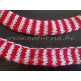   sál, manóláb vagy kéz készítéséhez cső alakú kötött méteráru - PIROS és FEHÉR csíkos (1 cm)