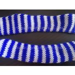 sál, manóláb vagy kéz készítéséhez cső alakú kötött méteráru - KÉK és FEHÉR csíkos (3 cm)