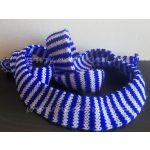 sál, manóláb vagy kéz készítéséhez cső alakú kötött méteráru - KÉK és FEHÉR csíkos (3 cm)