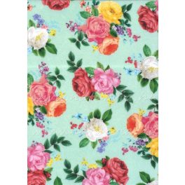   filc, barkácsfilc anyag A4 (~ 20*30 cm) mintás - RÓZSÁK ZÖLDESKÉK ALAPON