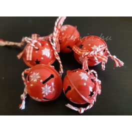   Csengő, csengettyű (d=40 mm) PIROS alapon FEHÉR mintás 02.