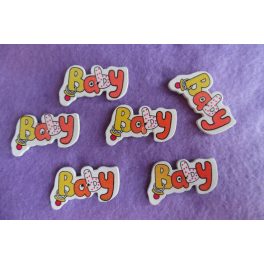 Kisbabás gomb BABY felirattal  (1 db) SÁRGA