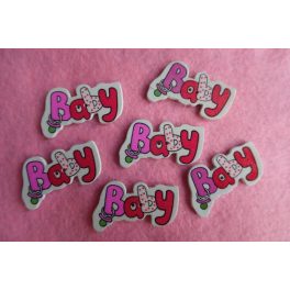 Kisbabás gomb BABY felirattal  (1 db) PIROS