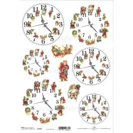   decoupage (dekupázs) rizspapír A4, KARÁCSONY 12 - ÓRA / ÓRÁK