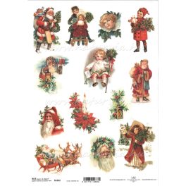   decoupage (dekupázs) rizspapír A4, KARÁCSONY 13 - TÉLAPÓ / MIKULÁS, LÁMPÁS, GYERTYA