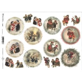   decoupage (dekupázs) rizspapír A4, KARÁCSONY 17 - régies, téli hangulat 2. (R1491)
