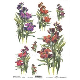   decoupage (dekupázs) rizspapír - piros, bordó és lila VIRÁG (R0390)