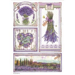   decoupage (dekupázs) rizspapír, VIRÁGOK - PROVENCE-I KERETEK / LEVENDULA 3. (DFSA4364) 