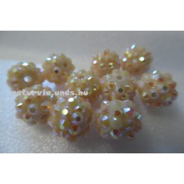 Shamballa strassz gyöngy 10 mm, KRÉM