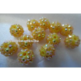 Shamballa strassz gyöngy 10 mm, SÁRGA