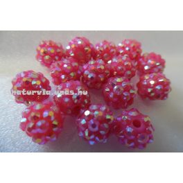 Shamballa strassz gyöngy 10 mm, SÖTÉT RÓZSASZÍN
