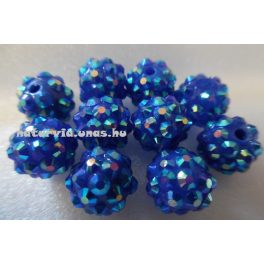 Shamballa strassz gyöngy 10 mm, SÖTÉT KÉK 