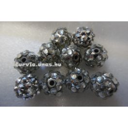 Shamballa strassz gyöngy 10 mm, EZÜST