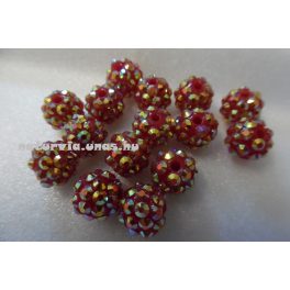 Shamballa strassz gyöngy 10 mm, PIROS