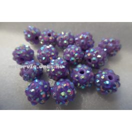 Shamballa strassz gyöngy 10 mm, LILA 1.
