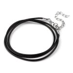 Fonott zsinór/szál szerelékkel, nyaklánc delfinkapoccsal, FEKETE 1,5 mm*45 (50) cm