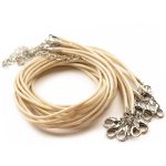 Fonott zsinór/szál szerelékkel, nyaklánc delfinkapoccsal, KRÉM / BÉZS / BEIGE 1,5 mm*45 (50) cm