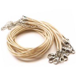   Fonott zsinór/szál szerelékkel, nyaklánc delfinkapoccsal, KRÉM / BÉZS / BEIGE 1,5 mm*45 (50) cm