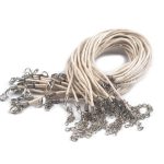 Viaszos / viaszolt szál szerelékkel, nyaklánc delfinkapoccsal, KRÉM / BÉZS / BEIGE 1,5 mm*45 (50) cm