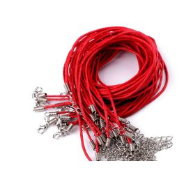   Viaszos / viaszolt szál szerelékkel, nyaklánc delfinkapoccsal, PIROS 1,5 mm*45 (50) cm