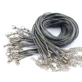   Viaszos / viaszolt szál szerelékkel, nyaklánc delfinkapoccsal, KÖZÉP SZÜRKE / GYÖNGYSZÜRKE 1,5 mm*45 (50) cm