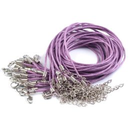   Viaszos / viaszolt szál szerelékkel, nyaklánc delfinkapoccsal, LEVENDULA LILA 1,5 mm*45 (50) cm