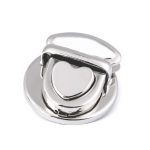 táskakapocs szett, kapocs / zár készlet táskára (30 * 32 mm) SZÍV alakú - EZÜST / NIKKEL