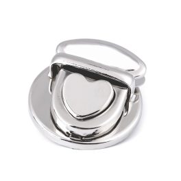   táskakapocs szett, kapocs / zár készlet táskára (30 * 32 mm) SZÍV alakú - EZÜST / NIKKEL