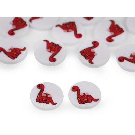   gomb csomag (10 db-os), DINOSZAURUSZ / DÍNÓ 2. (15,4 mm), PIROS