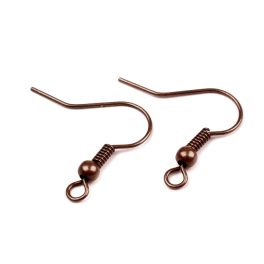   Golyós fülbevaló alap, akasztó (20*18 mm), ÓVÖRÖSRÉZ színű (10 db / 5 pár)