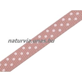   Ripsz szalag, PÖTTYÖS / PETTYES (10 mm), drapp alapon apró fehér pöttyök
