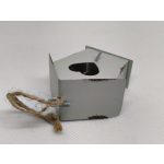 Fém dekoráció - vintage MINI (5 cm) madáretető , PASZTELL ZÖLD - színes bádog