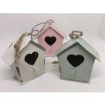 Fém dekoráció - vintage MINI (5 cm) madáretető , PASZTELL ZÖLD - színes bádog