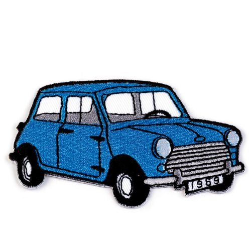 Ruhára vasalható textil matrica, folt - kék autó