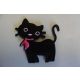 Ruhára vasalható textil matrica, folt - fekete cica